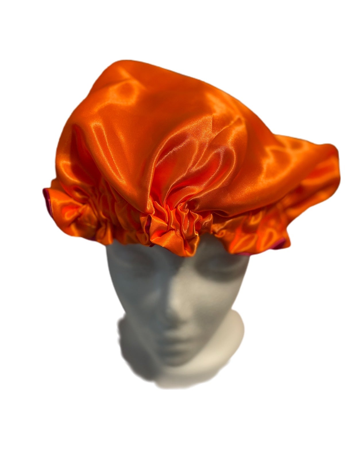 Orange and Pink Reversible Satin Bonnet