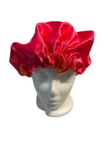 Orange and Pink Reversible Satin Bonnet